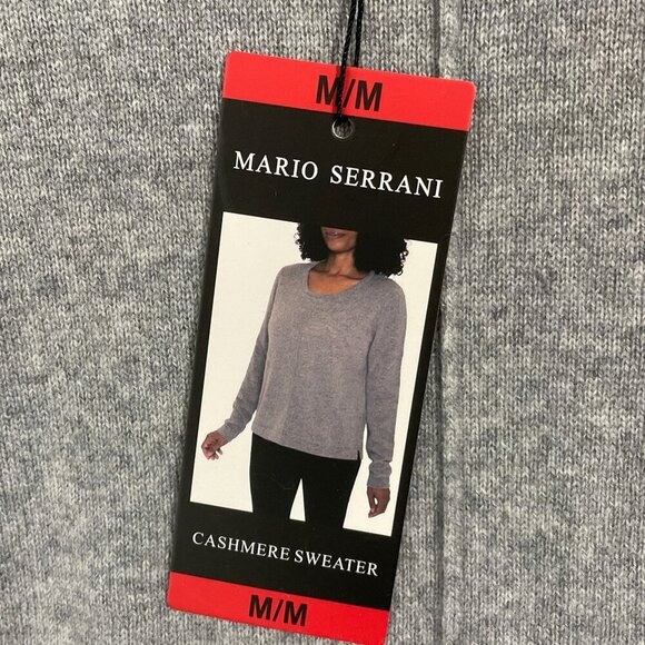 NEW Mario Serrani Womens M Gray Cashmere Sweater Long Sleeve Crewneck Soft - Picture 6 of 9